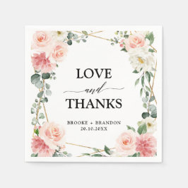 Rosa Blommigt Guld Geometric Botanical Bröllop Pappersservett