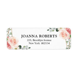 Rosa Blommigt Guld Geometric Botanical Bröllop Returadress Etikett