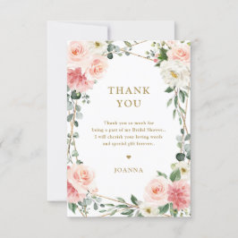  Rosa Blommigt Guld Geometric Botanical Bröllop Tack Kort