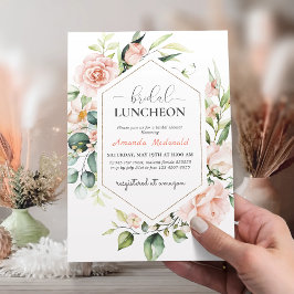 Rosa Blommigt Guld Geometric Möhippa LUNCHEON Inbjudningar