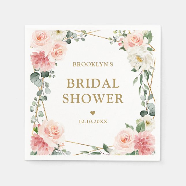  Rosa Blommigt Guld Geometrisk Möhippa Na Pappersservett (Framsidan)