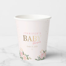 Rosa Blommigt Guld Girl Baby Shower