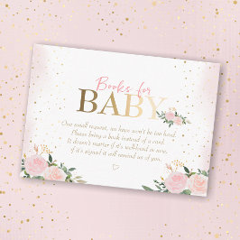 Rosa Blommigt Guld Girl Baby Shower Bokar för Baby Tilläggskort