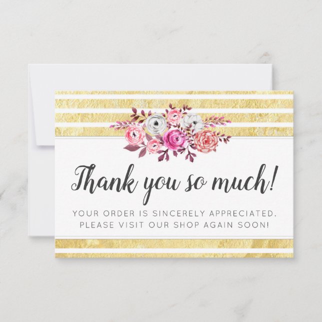 Rosa Blommigt & Guld Glam Modern Rand Tack (Framsida)