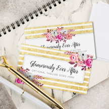 Rosa Blommigt & Guld Glam Watercolor Modern Rand