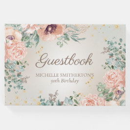 Rosa Blommigt Guld Glitter Gästböcker
