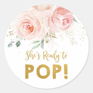 Rosa Blommigt Guld.. Hon är Redo till Pop Runt Klistermärke