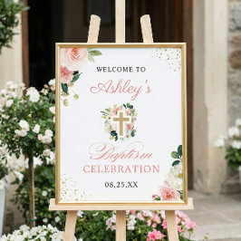  Rosa Blommigt Guld Kor Poster