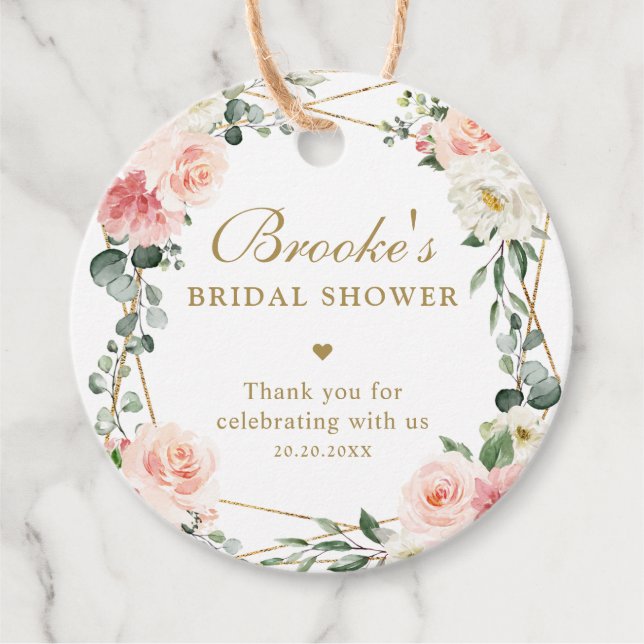  Rosa Blommigt Guld Möhippa Tack Fa Gåvor Etiketter (Framsida)