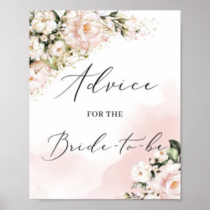 rosa blommigt guld råd för brickan poster