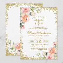 Rosa Blommigt Guld sjuksköterskekola Studenten i G