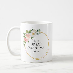 Rosa Blommigt Guld Utandning Bästa Underbara mormo Kaffemugg