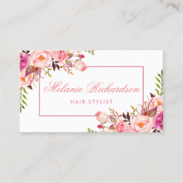 Rosa Blommigt Hair Stylist avtalingskort Tidsbeställning Kort