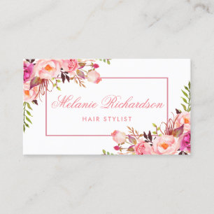 Rosa  Blommigt Hair Stylist avtalingskort Tidsbeställning Kort