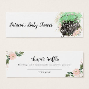 Rosa Blommigt Halloween Baby Shower Diaper Raffle Litet Visitkort