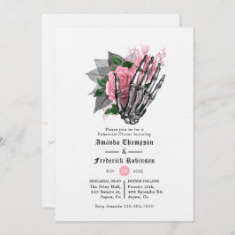 Rosa Blommigt Halloween Gothic Rehearsal Middag Inbjudningar