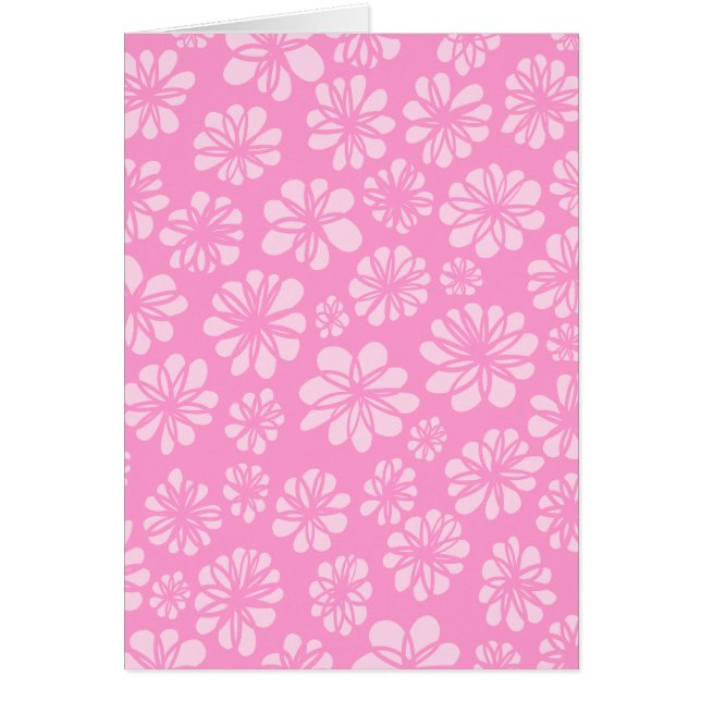 Rosa Blommigt Hälsningskort (Framsidan)