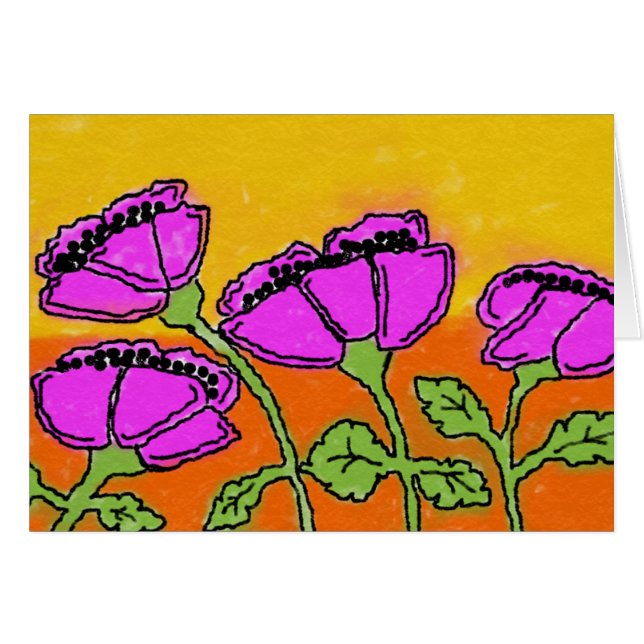 Rosa blommigt hälsningskort (Framsidan Horizontal)