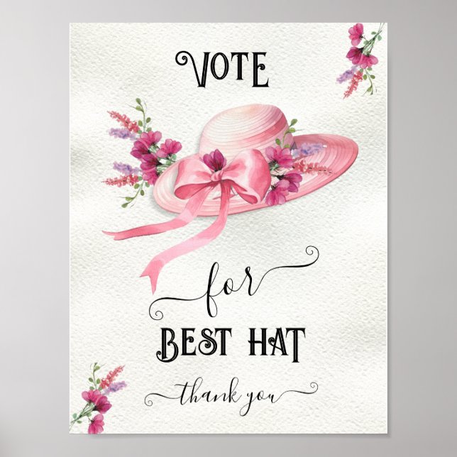 Rosa blommigt Hat Derby Möhippa Best hat Poster (Framsidan)
