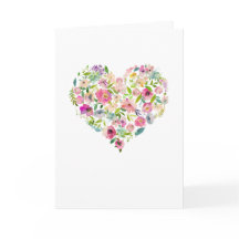 Rosa Blommigt Heart Alla hjärtans dag Card