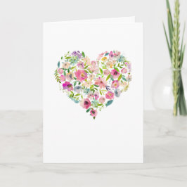 Rosa Blommigt Heart Alla hjärtans dag Card Anteckningskort
