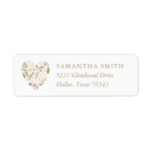Rosa Blommigt Heart Girl Baby Shower Returadress
