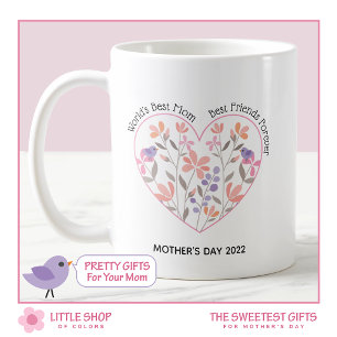 Rosa Blommigt Heart Mor's Day Kaffemugg