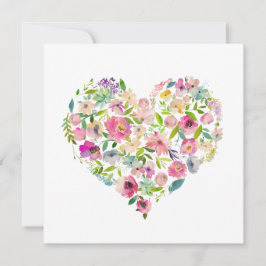 Rosa Blommigt Heart Valentines day kärlek notecard Anteckningskort