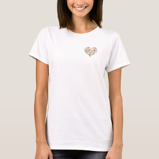 Rosa Blommigt Heart Vår Kärlek Mamma Hennes sött T Shirt (Framsida)