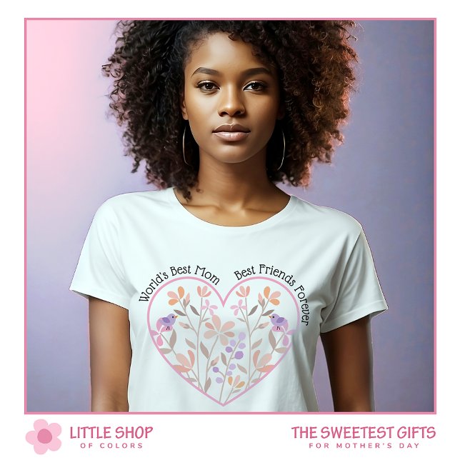 Rosa Blommigt Heart World's Best Mamma Mors dag T Shirt (Skapare uppladdad)