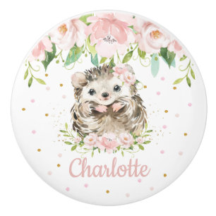  Rosa Blommigt Hedgehog Girl Nursery Decor Knopp