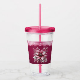 Rosa Blommigt Helgdag Akryltorktumlare Take Away Mugg