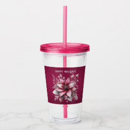 Rosa Blommigt Helgdag Akryltorktumlare Take Away Mugg