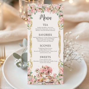 Rosa Blommigt High Tea Party Möhippa Birthday Baby Meny