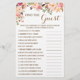 Rosa Blommigt Hitta Game Card- för gästMöhippan Flygblad