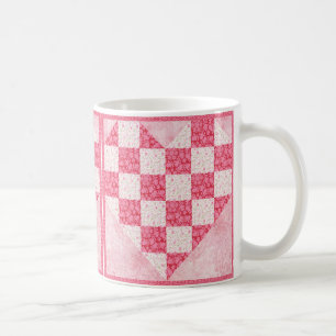 Rosa blommigt hjärta täcke look kaffemugg