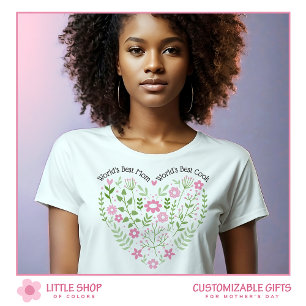 Rosa Blommigt Hjärta Världens Bästa Mamma T Shirt