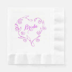 Rosa Blommigt Hjärtat Möhippa Napkin Pappersservett