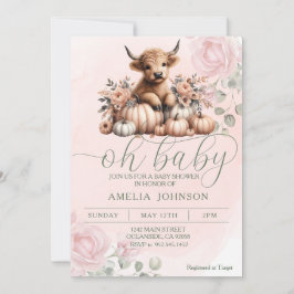  Rosa Blommigt Höglandskö Inbjudningar