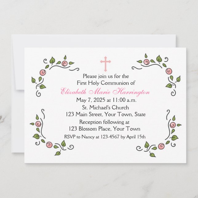 Rosa Blommigt hörn, Religiösa Inbjudningar (Framsida)