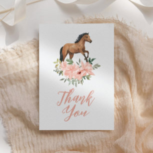 Rosa Blommigt Horse Birthday Tack Kort