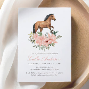 Rosa Blommigt Horse Möhippa Inbjudningar