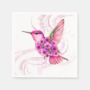 Rosa Blommigt Hummingbird Pappersservett