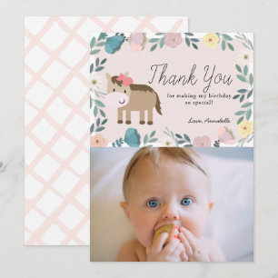 Rosa Blommigt Hund Birthday Photo Tackto You Card Inbjudningar