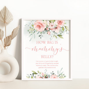Rosa blommigt hur stort är mamma Blocky-spelet Poster