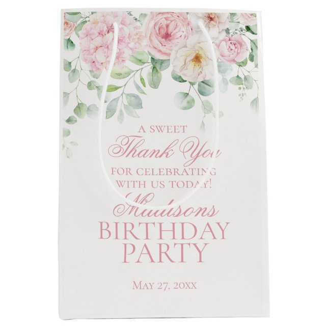 Rosa Blommigt Hydrangea Botanisk födelsedagsefterg (Framsidan)