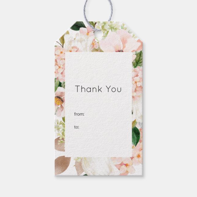  Rosa Blommigt Hydrangea Bröllop Presentetikett (Framsidan)