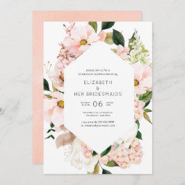 Rosa Blommigt Hydrangeas Bridesmaids Luncheon Inbjudningar