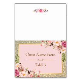 ROSA BLOMMIGT i GULD GLITTER Bordsnummer