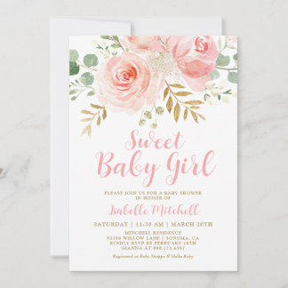 Rosa Blommigt - inbjudan till babyvisningsprogram